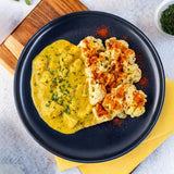 Frango com Açafrão e Couve-Flor Gratinada com Provolone
