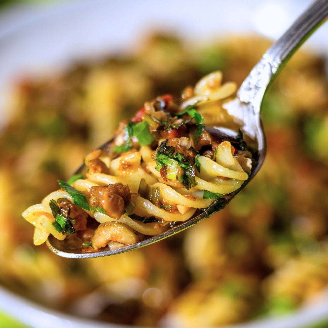 Fusilli de Beringela com Queijo