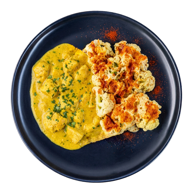 Frango com Açafrão e Couve-Flor Gratinada com Provolone