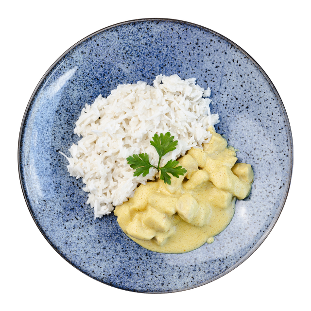 Frango ao Curry com Arroz de Coco