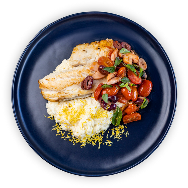 Tilápia ao Molho Mediterrâneo com Risoto de Limão Siciliano