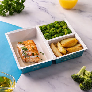 Salmão ao Molho Bechamel com Batata Rústica e Brócolis