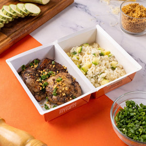 Sobrecoxa Grelhada com Risoto de Abobrinha