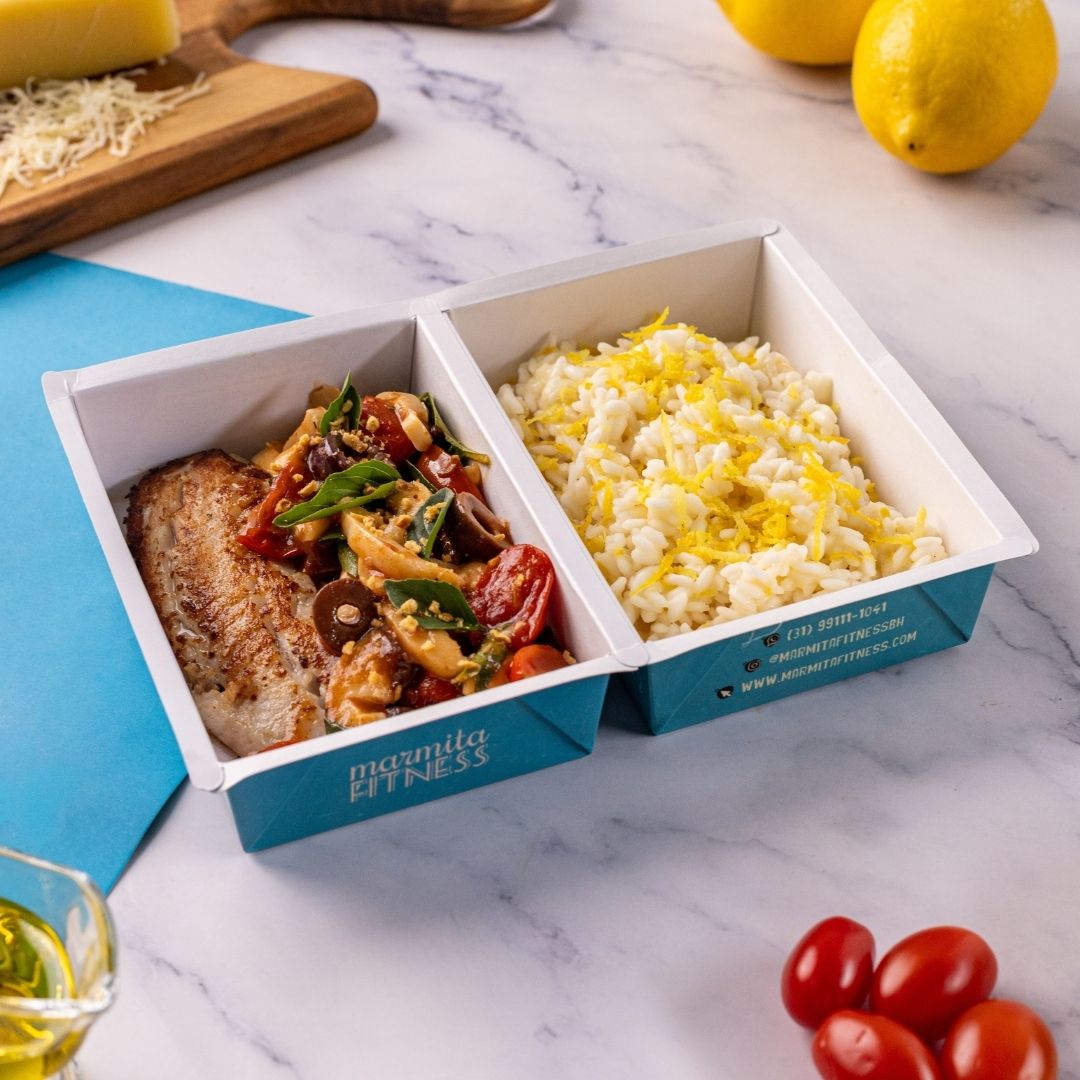Tilápia ao Molho Mediterrâneo com Risoto de Limão Siciliano